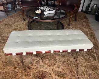 Modern Buttoned Leather Bench