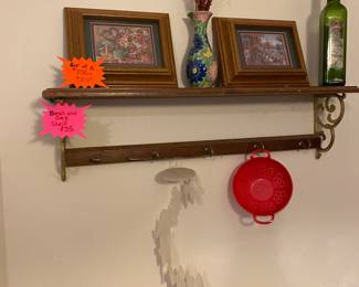 Entry way shelf with hangers