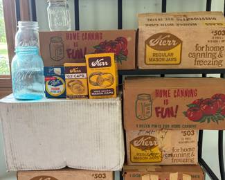 Ball Jars in Boxes with Kerr Canning Supplies 