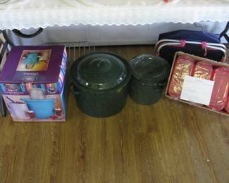 Ice Cream Maker - Green Enamel Canner Pots and Storage Containers