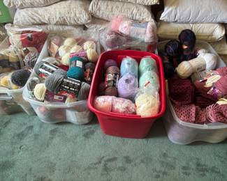 5 totes of new yarn
My Pillows. Lots of them:)