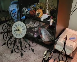 MCM wrought iron wall decor, bed sheets, televisions, 