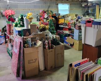 Record albums, sheet music, wrapping paper, ornaments and more. LOTS of Christmas lights