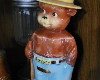 Smokey vintage lidded cookie jar
