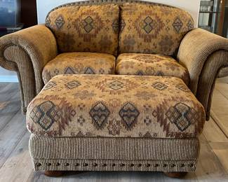 Rolled Arm Sofa and Loveseat w Ottoman
