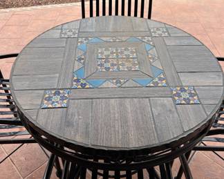 Cast Iron Table w Tile Top and 4 Chairs and Cushions