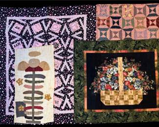 Collection of 4 Pieces of Charming Quilted Art 