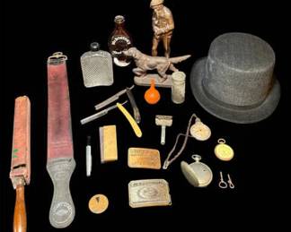 Eclectic Vintage Antique Collection Pocket Watches, Shaving Memorabilia  More