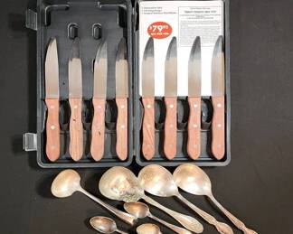 Stainless Steel Knife Set, Silver Plate, Collector Spoons