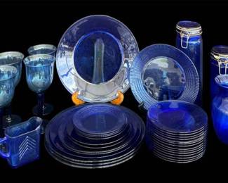 Stunning Collection of Cobalt Blue Glassware and Dinnerware