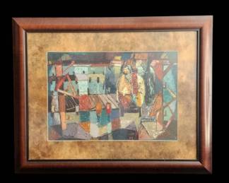 Framed Mary Sloan Painting Abstract Architectural Still Life