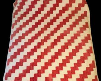 Vintage HandStitched Red  White Irish Chain Quilt  60 x 80 
