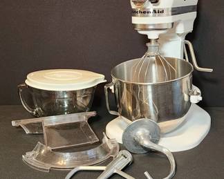 KitchenAid Professional 5 White Stand Mixer with Bowl, Attachments, and Bonus Pampered Chef Bowl