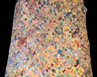 Vintage HandStitched Scrappy Quilt  Machine Quilted, 60 x 76 