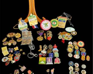 Large Collection of Vintage Shriners Masonic Memorabilia  Pins, Patches, Medals, and More