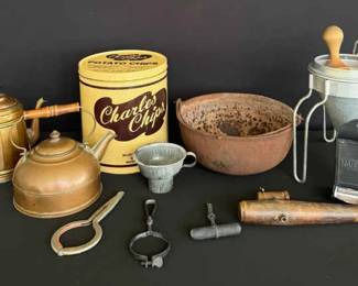 Timeless Kitchenalia Collectibles  Vintage Copper, Cast Iron, Wood Barrel Spigot  More