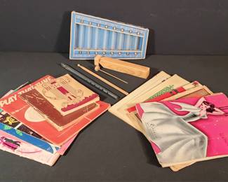Vintage Musical Collection Childrens Xylophone, Whistles, and Sheet Music 