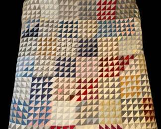 Exquisite Vintage Ocean Waves Quilt HandKnotted  64 x 76 