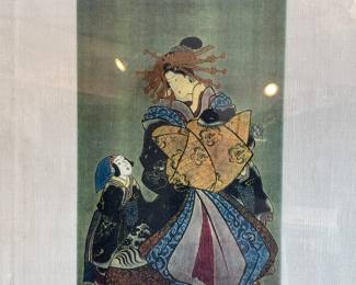 Japanese woodblock print on silk 15.75” x 12” $168 + tax