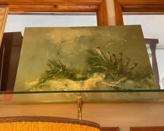 Signed acrylic beach side painting - $400 + tax - 2 1/2 feet by 3 1/2