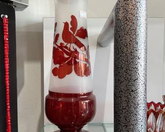 Vintage cranberry frosted art glass $20 + tax