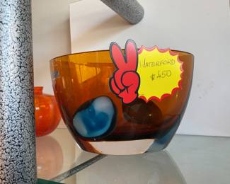 Waterford crystal amber glass bowl $180 + tax