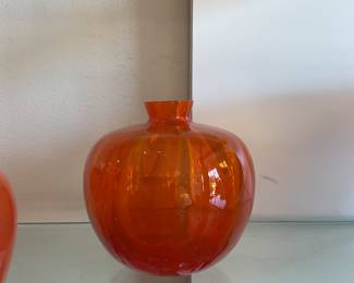 Orange Leerdam hand blown glass vases $48 + tax