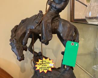 Austin production 70s bronze horse and cowboy 21” x 14” $400 + tax