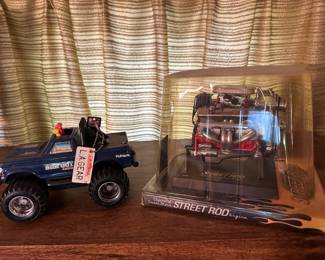 Playschool Big Foot Truck, and Chevy Small Block Die Cast Street Rod Engine