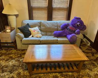 Sofa, floor lamp, coffee table