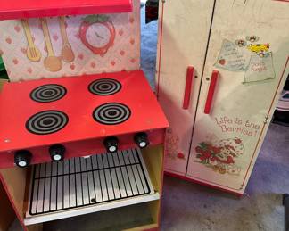 Vintage Toy Stove and Doll Cabinet