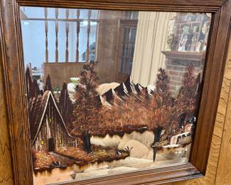 Vintage Painted Scenic Hanging Wall Mirror