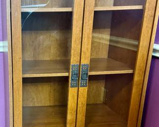 Large Wood Display Cabinet with Glass Doors.