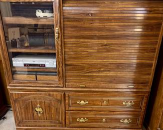 Solid Wood Roll Front Media Cabinet.