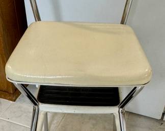 Vintage Kitchen Metal Step Stool Chair 