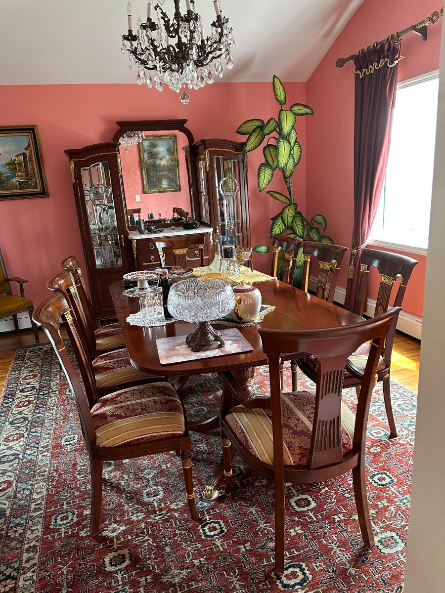 Antique dining table with chairs