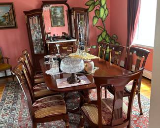 Antique dining table with chairs
