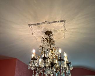 Crystal and brass chandelier