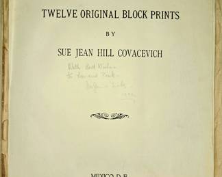 Sue Jean Hill Covacevich block prints Mexico 1941 signed 