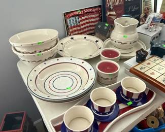 Longaberger Red, White and Blue Dishes