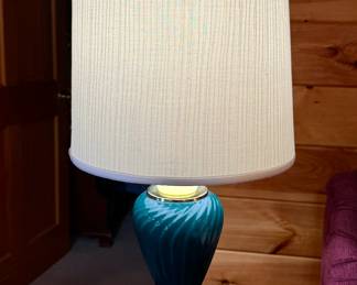 Blue Table Lamp with White Shade