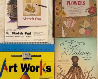 Assorted Sketch Pads and Art Books