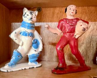 Puss in Boots in Blue and Tom Tom The Pipers Son Hollow Cast Lead Toys