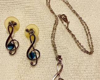 Treble Clef Necklace and Earrings