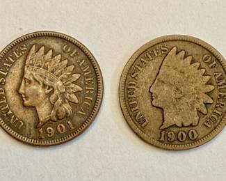 1901 and 1900 United States of America Indian Head Cent