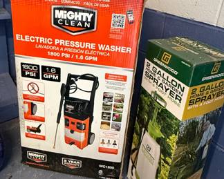 Mighty Clean Electric Pressure Washer and Greenwood Home and Garden Sprayer