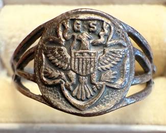Sterling Girl Scout Eagle Coat of Arms Ring