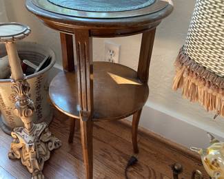 Leather Top Side Table 