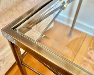 Pair of Metal and Beveled Glass Accent Tables