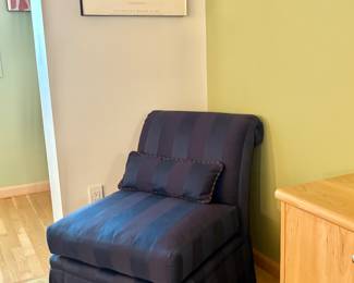 1 of 2 Henredon Striped Damask Slipper Chairs
